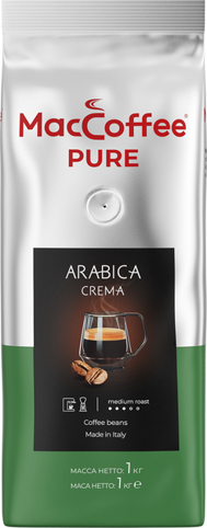 Кава MacCoffee Pure Arabica Crema зерно 1000г м/у