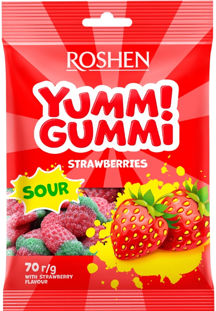 Цукерки Roshen Yummi Gummi Sour Strawberries 70г