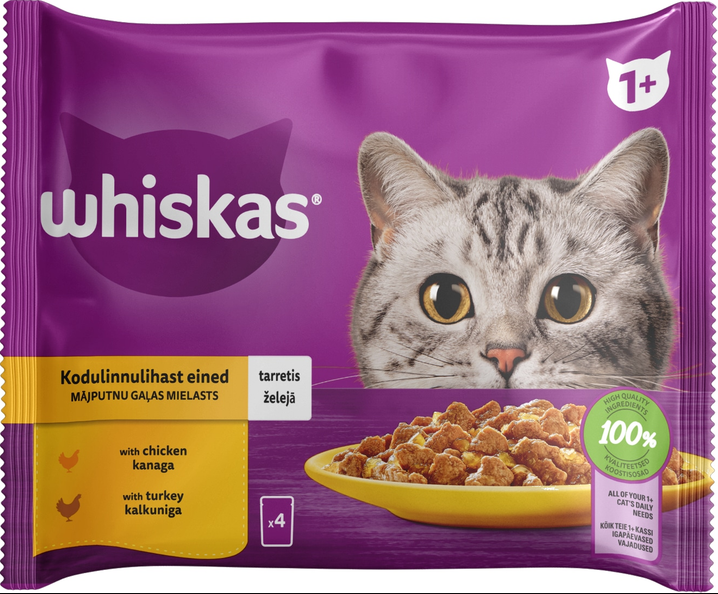 Корм Whiskas Курка, індичка в желе для котів 4х85г