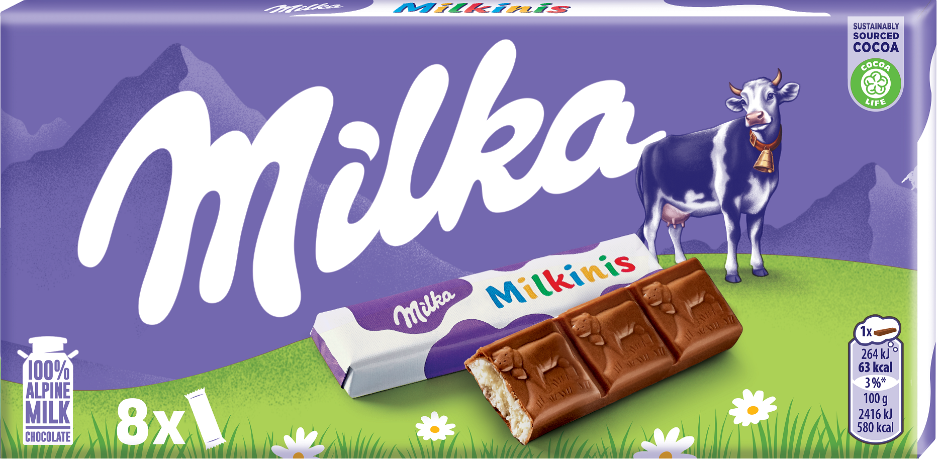 Шоколад Milka Milkinis з молочною начинкою 87,5г