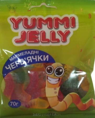 Цукерки Монжар Yummi Jelly черв_яки 70г