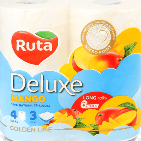 Папір туалетний Ruta Deluxe 4рул 3ш білий манго