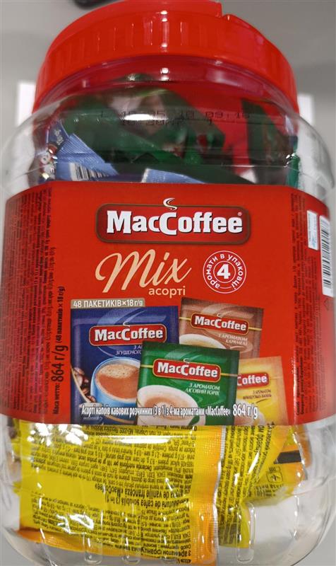 Кава MacCoffee 3в1 Mix асорті банка 18г 48шт