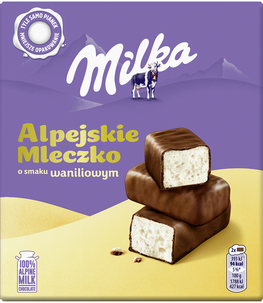 Цукерки Milka Альпійське молоко смак ванілі 330г