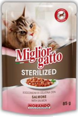 Корм Morando Migliorgatto Лосось в желе д/кот.85г