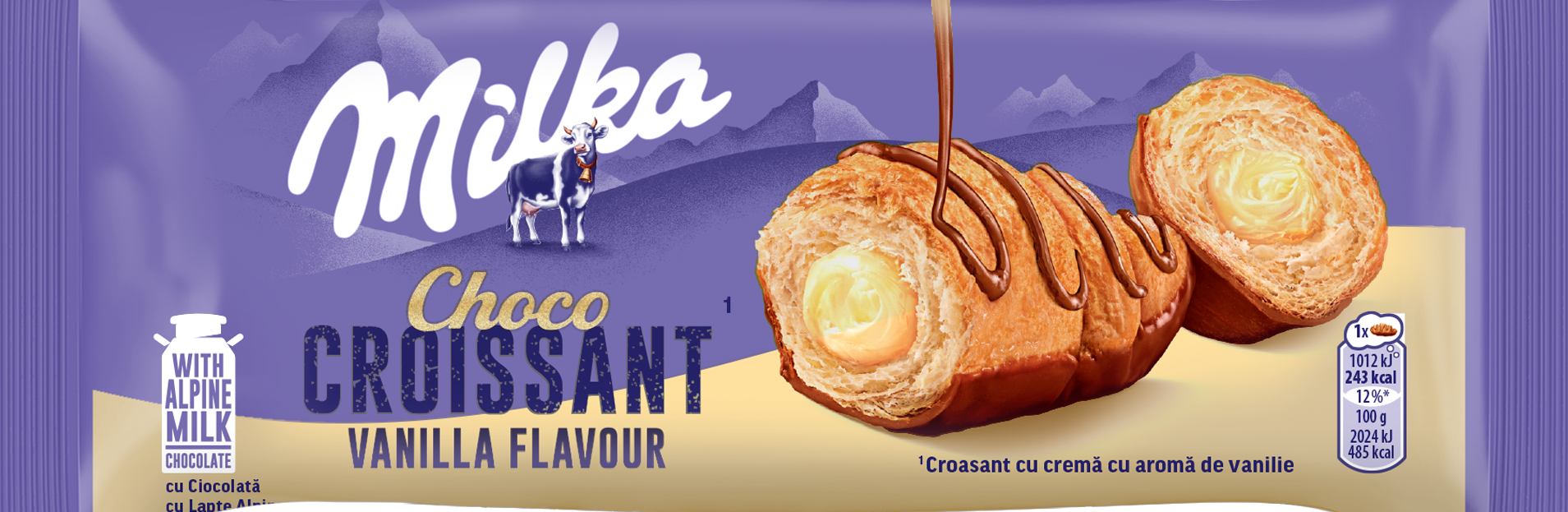 Круасан Milka з нач. зі смаком ванілі глазур. 50г