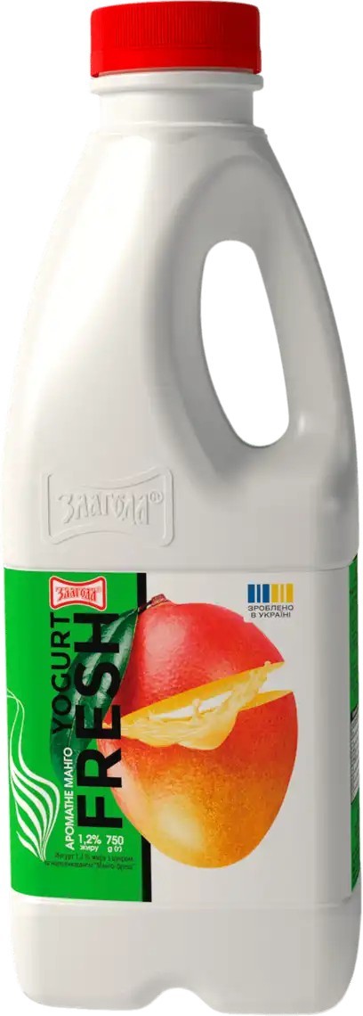 Йогурт Злагода Фреш Манго 1,2% 750г ПЕТ