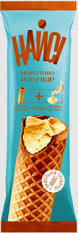Морозиво НайсіПломбір ваф.трубочка зі згущ.мол.60г