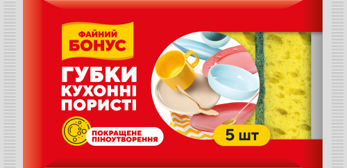 Губка Файний Бонус кухонна з порами 5 шт