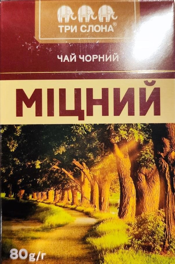 Чай Три Слона Міцний чорний листовий 80г