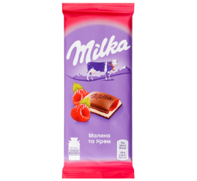 Шоколад Milka малиново-кремова начинка мол. 90г