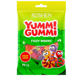 Цукерки Roshen Yummi Gummi Fizzy Worms 70г