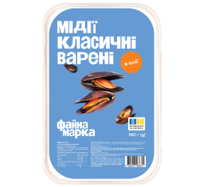 Мідії Файна Марка класичні варені в олії 180г