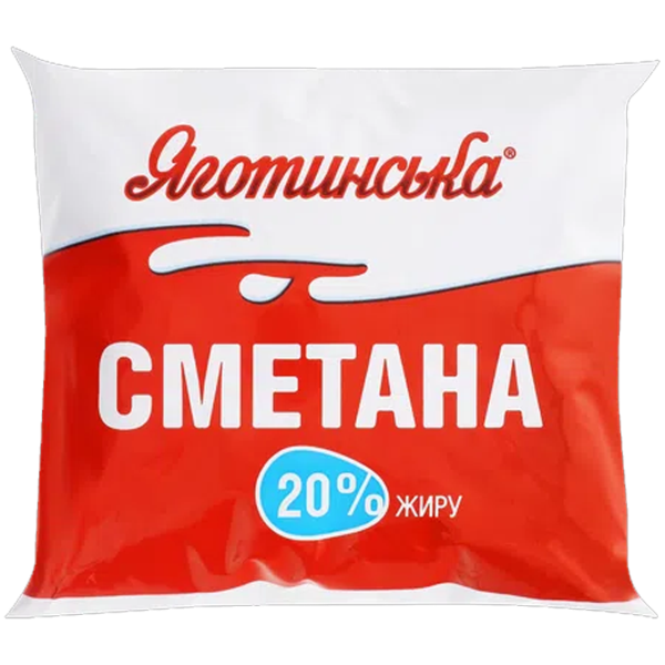 Сметана Яготинська 20% 350г п/е