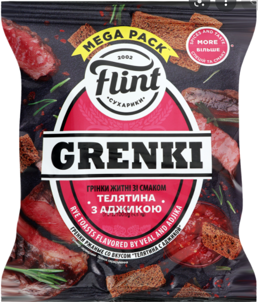 Грінки Flint Телятина з аджикою 100г